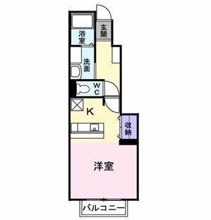ヒラソル住山 II(ワンルーム/1階)の間取り写真