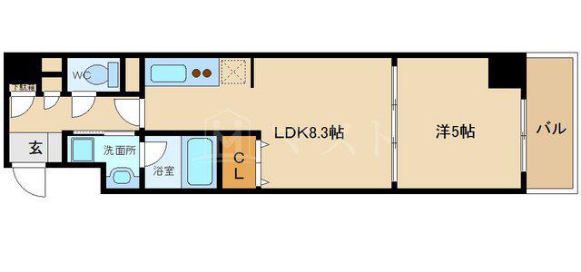 ブラービ南船場(1LDK/8階)の間取り写真