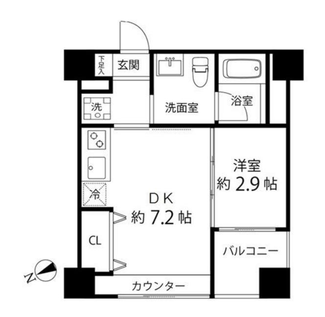 ハイリーフ上野(1DK/5階)の間取り写真