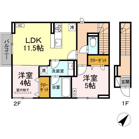 D-ROOM内山V(2LDK/2階)の間取り写真