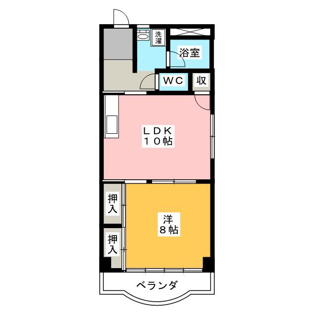 第一島内ビル(1LDK/2階)の間取り写真