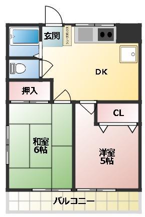 第3シゲルハイツ(2DK/2階)の間取り写真