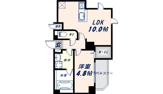 プレミアム菱屋西(1LDK/7階)の間取り写真
