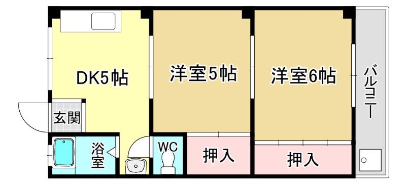 マンションマキノ(2DK/3階)の間取り写真