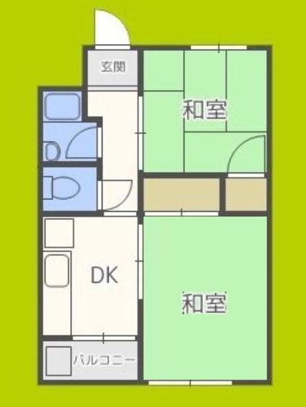 茜マンション(2DK/1階)の間取り写真