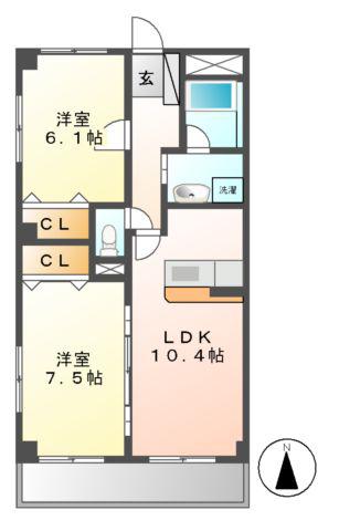 グランハートM(2LDK/3階)の間取り写真