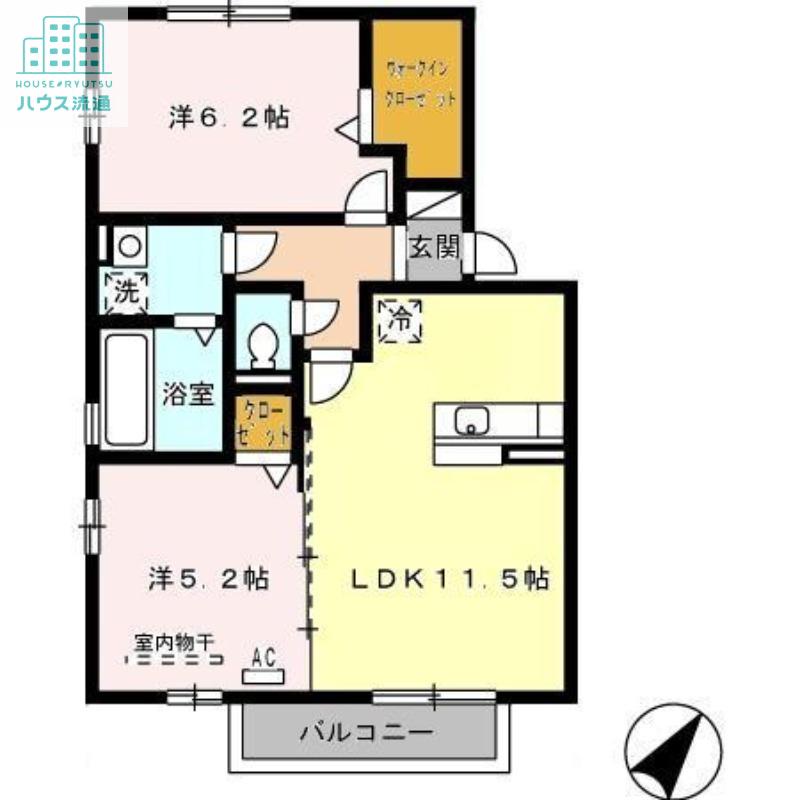 メゾン・ラ・パトリアH(2LDK/2階)の間取り写真