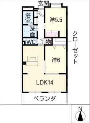 サカエ羽幸(2LDK/3階)の間取り写真