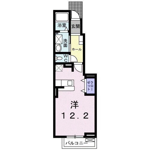 カサデプラシードII(ワンルーム/1階)の間取り写真