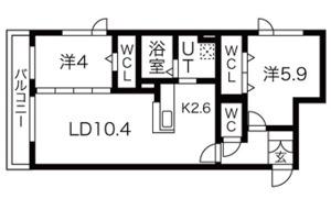アルファスクエア菊水2条(2LDK/5階)の間取り写真
