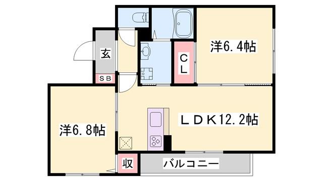 メゾン・フローラII(2LDK/1階)の間取り写真