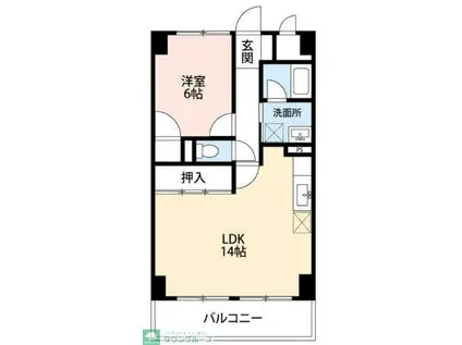 アルデール三郷 B棟(1LDK/8階)の間取り写真