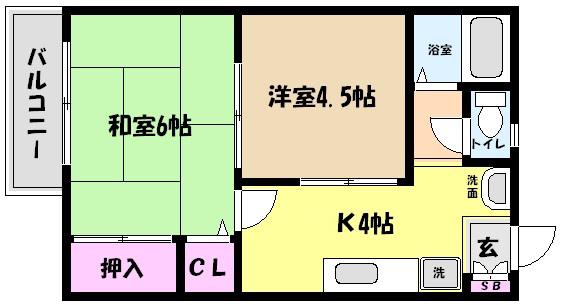 中野ハイツ(2K/1階)の間取り写真