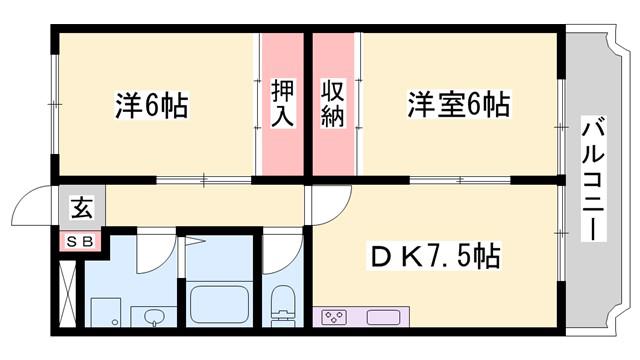 アドニス(2DK/2階)の間取り写真
