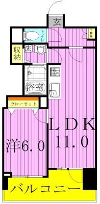 メゾンド・ボナー扇 弐番館(1LDK/5階)の間取り写真