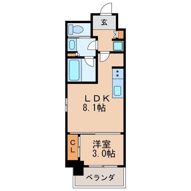 リヴシティ泉(1LDK/12階)の間取り写真