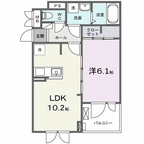 VILLA PURUMIE(1LDK/3階)の間取り写真
