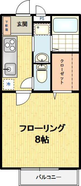 エイディハウスII(1K/2階)の間取り写真