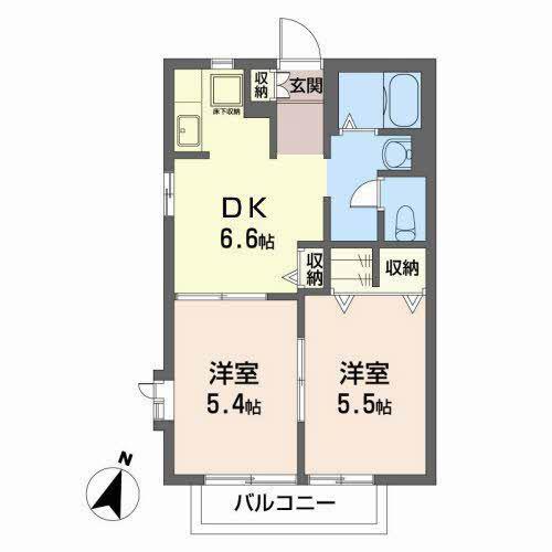 アルカンシエルC(2DK/1階)の間取り写真