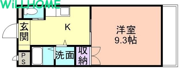 パティナA(1K/2階)の間取り写真