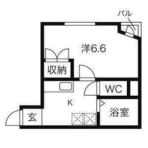 ビューパレス越路(1K/4階)の間取り写真