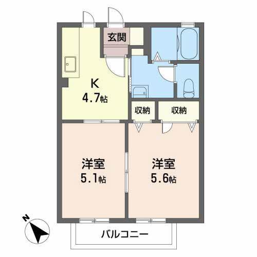 ディアスKY(2K/1階)の間取り写真