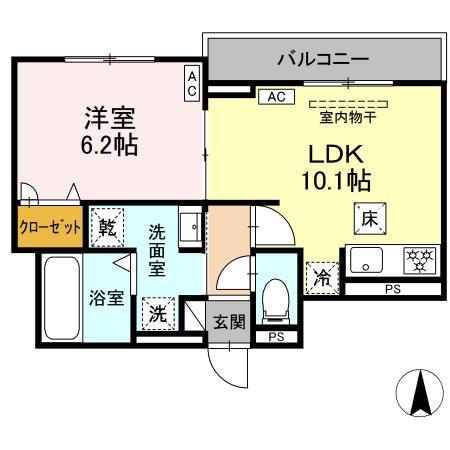 ルヴィータ剣町(1LDK/1階)の間取り写真