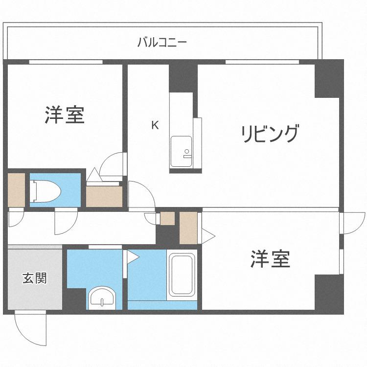 KDXレジデンス南三条(2LDK/8階)の間取り写真
