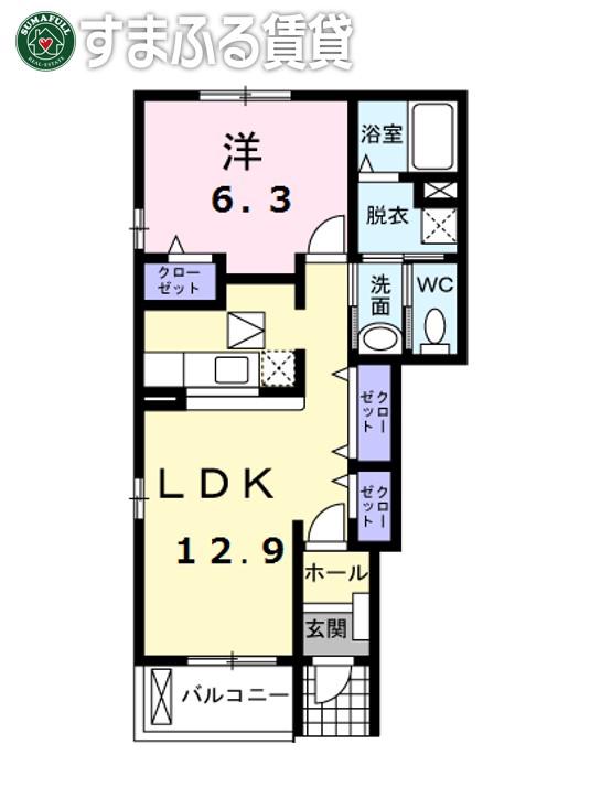 グリーンビーンズB(1LDK/1階)の間取り写真