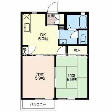 フレグランスいずみ(2DK/2階)の間取り写真