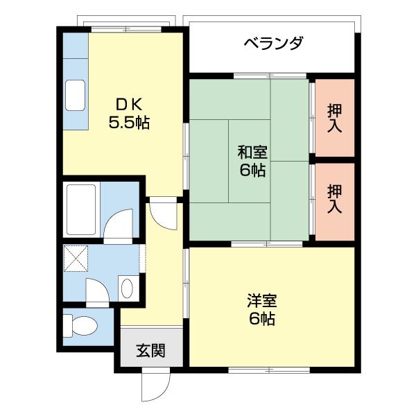 マンション神前(2DK/2階)の間取り写真