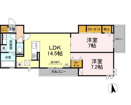 YOKOI HOUSE X(2LDK/1階)の間取り写真