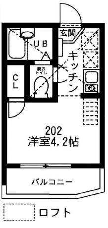 フェリーチェ上祖師谷(1K/2階)の間取り写真