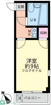 メヌエットK(1K/2階)の間取り写真