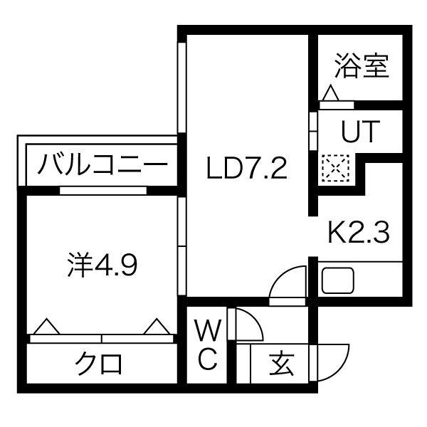 プリマベーラ南平岸(1LDK/1階)の間取り写真