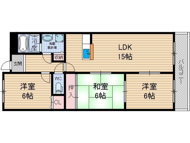 シャンテ・メゾン(3LDK/6階)の間取り写真