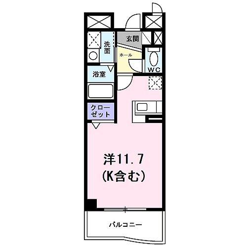 ディアコート広野(ワンルーム/2階)の間取り写真