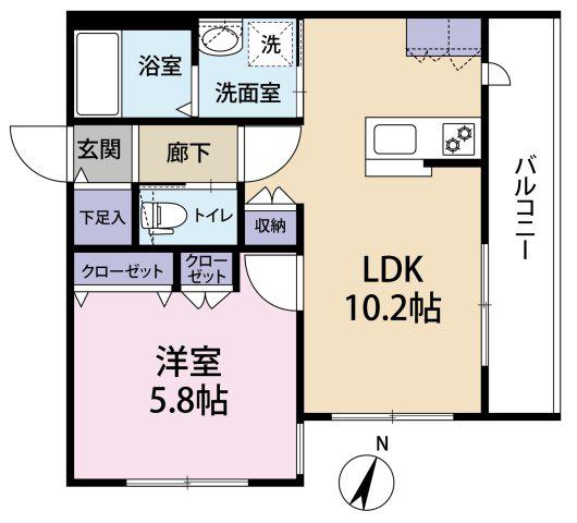 R鵜の木(1LDK/3階)の間取り写真