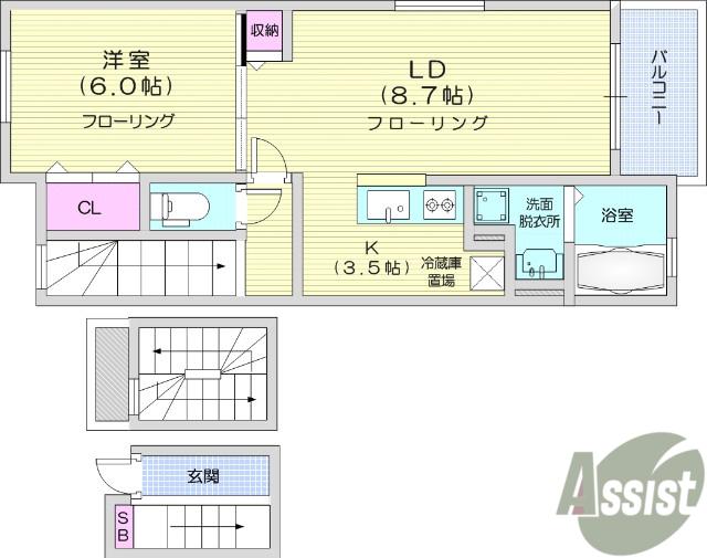 ブライトⅠ(1LDK/3階)の間取り写真