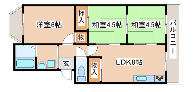 鈴松マンション(3LDK/3階)の間取り写真