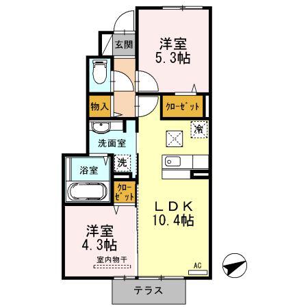 プランドールM(2LDK/1階)の間取り写真