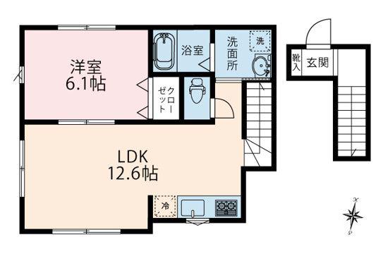 CUORE(1LDK/2階)の間取り写真