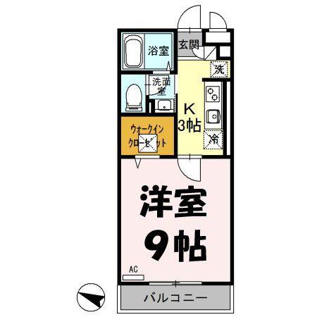 フローラ(1K/1階)の間取り写真