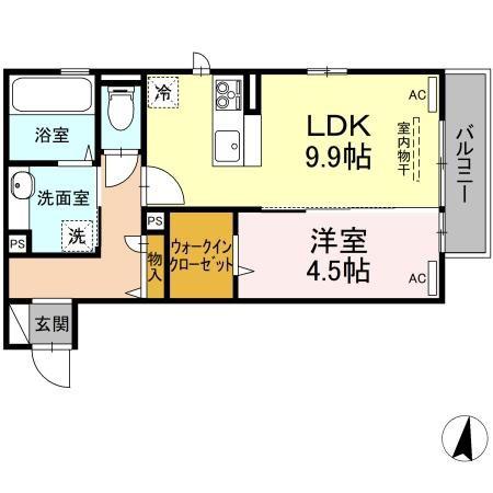 サンティエ(1LDK/2階)の間取り写真