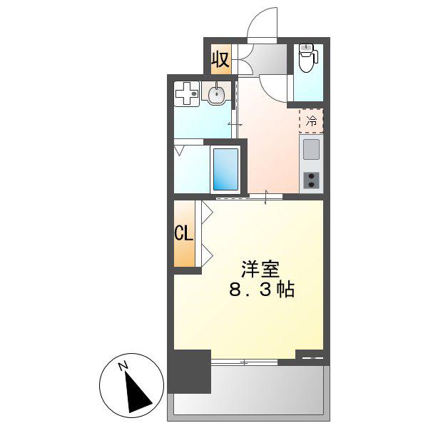 ルーエ本山(1K/8階)の間取り写真