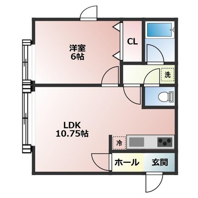 コーポアカシア(1LDK/2階)の間取り写真