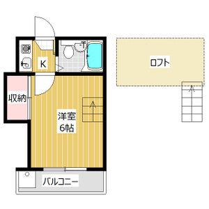 曲金サンハイム(1K/2階)の間取り写真