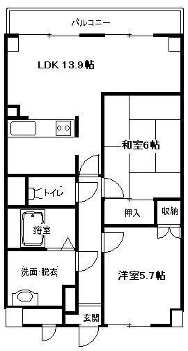 パークロイヤルヒルズ(2LDK/5階)の間取り写真