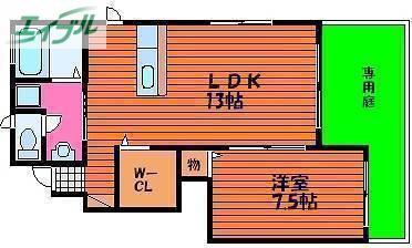 グランクレスト B(1LDK/1階)の間取り写真