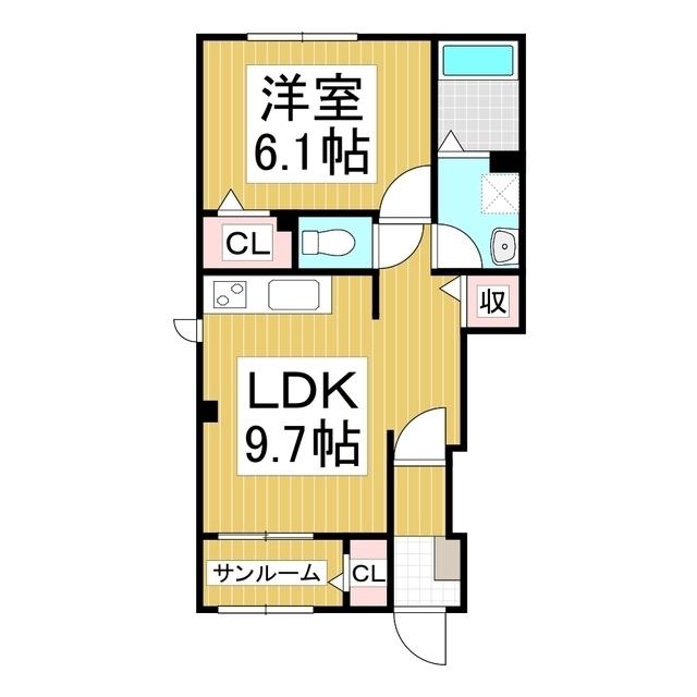 コンフォーティア茅野本町東(1LDK/1階)の間取り写真